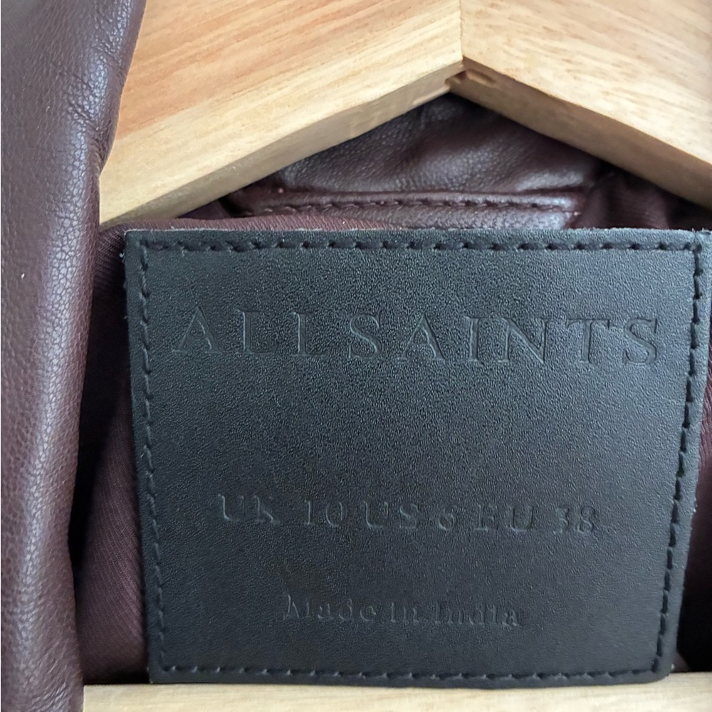 All Saints Dalby Leather Jacket. Beautiful Burgundy color. Never worn. - Picture 4 of 4